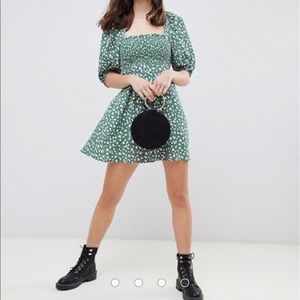 ASOS PETITE puff-sleeve dress